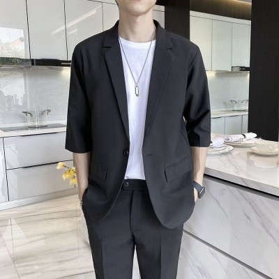 品质修身西服套装男士休闲西装全套学院风潮流商务正装职业装礼服图3