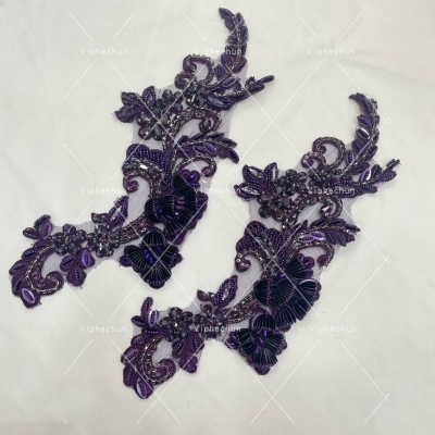 热销潮流蕾丝贴钻手工串珠对花是适用于婚纱礼服可定多色图5