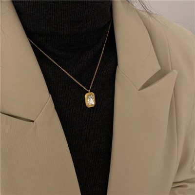 复古法式向日葵个性钛钢项链女设计感18K金毛衣链百搭高级感女图4