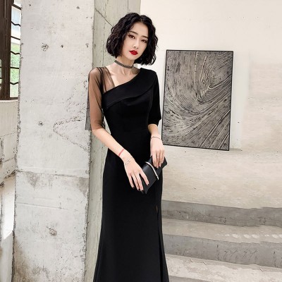 黑色高端晚礼服裙女新款宴会气场女王气质主持人高贵平时可穿1件图3