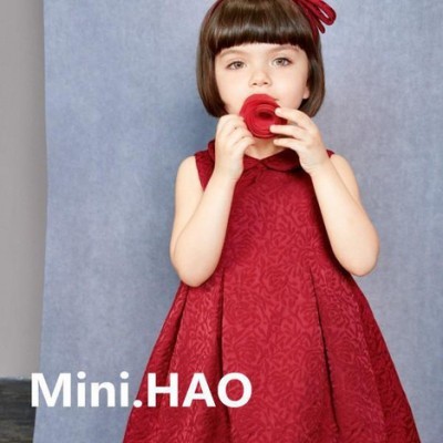 供应Mini.HAO红色玫瑰浮雕花纹背心裙图5