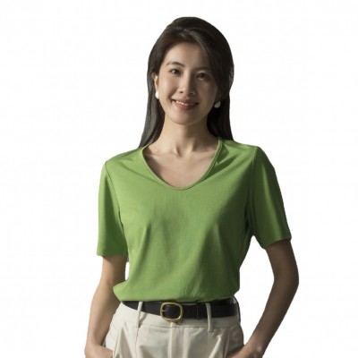 正肩短袖u领t恤女宽松夏季新款修身显瘦基础款爆款上衣打底衫图5