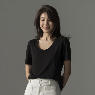 正肩短袖u领t恤女宽松夏季新款修身显瘦基础款爆款上衣打底衫图3