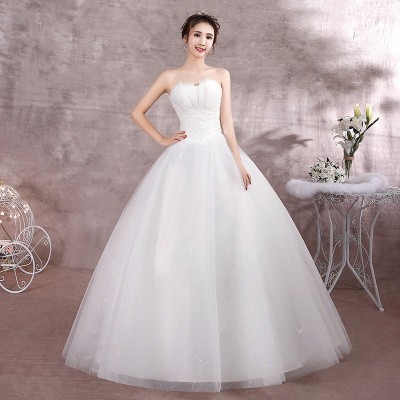 森系轻婚纱礼服新款韩式简约公主新娘结婚齐地秋季抹胸显瘦女图2