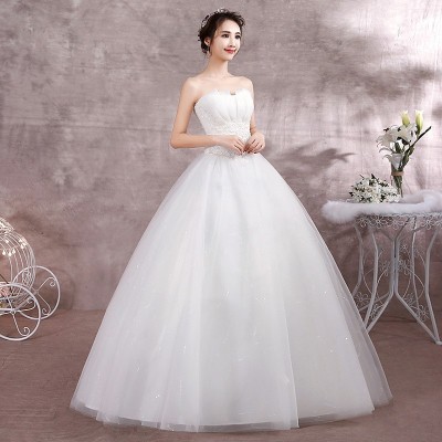 森系轻婚纱礼服新款韩式简约公主新娘结婚齐地秋季抹胸显瘦女图3