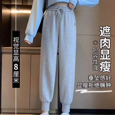 加绒运动裤女秋冬加厚休闲卫裤一体羊羔绒宽松束脚一条过冬棉裤子图4