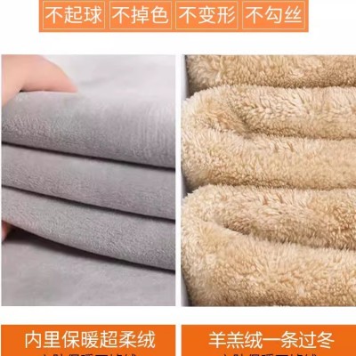 加绒运动裤女秋冬加厚休闲卫裤一体羊羔绒宽松束脚一条过冬棉裤子图2