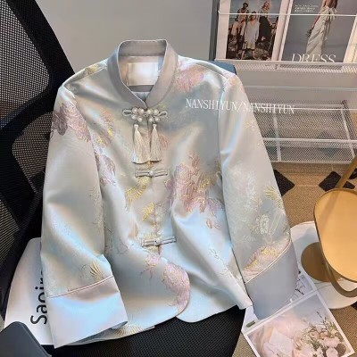 新中式外套女春秋小香风汉元素国风盘扣改良汉服刺绣短款上衣图5