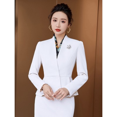 白色西装套装女秋时尚气质正装高端工作服职业装前台经理西服工装