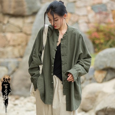 2024春夏棉麻女装新款苎麻做旧砂洗改良禅系茶服旅拍开衫女式外套图2