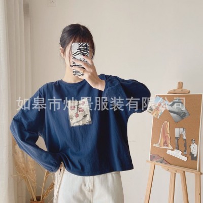 秋冬针织卫衣女卫衣印花棉卫衣针织印花女式卫衣宽松韩版卫衣图2