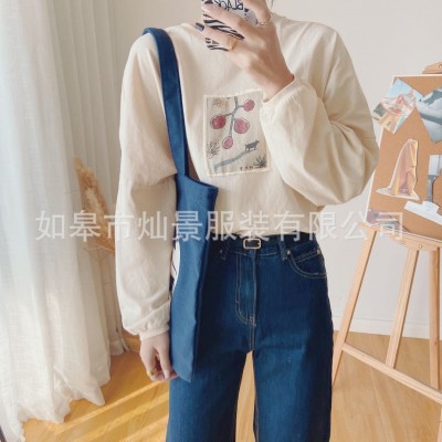 秋冬针织卫衣女卫衣印花棉卫衣针织印花女式卫衣宽松韩版卫衣图5