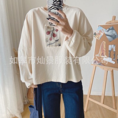 秋冬针织卫衣女卫衣印花棉卫衣针织印花女式卫衣宽松韩版卫衣图4