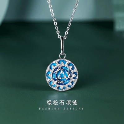BFIRST项饰S925纯银项链女精致高级感三生万物百搭绿 松石项链批发图2