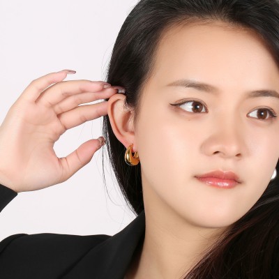 韩版饰品法式复古耳扣冷淡风高级感潮轻奢简约小众设计感耳饰批发图4