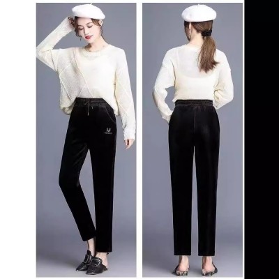 2024春秋季热卖中老年女裤阳光绒高腰系绳休闲裤子外穿打底裤批发图3