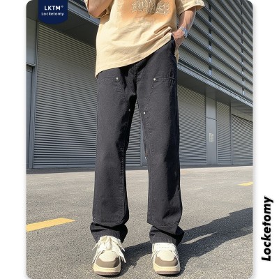 LKTM男装#美式复古伐木裤男高街vibe风潮牌宽松直筒休 闲工装裤子图3