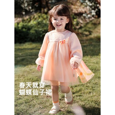 女童立体蝴蝶双穿甜美裙子童贝童装2024春季新款儿童公主 A字裙图4