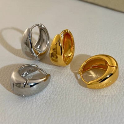 法式复古CELI冷淡风高级感耳扣黄铜18K真金简约圆圈气 质耳环图5