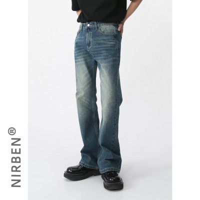 nirben牛仔|新款韩版潮流个性直筒微喇叭牛仔裤男图2