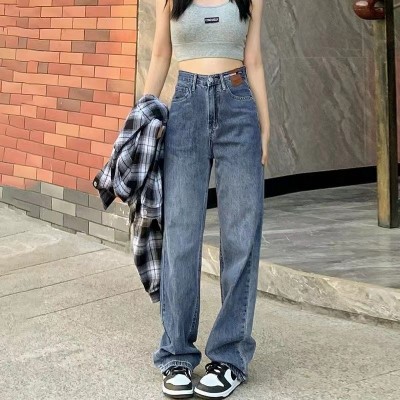 跨境牛仔长裤女装尾货清仓杂款工厂直批地摊货源新高腰阔腿裤批发图4