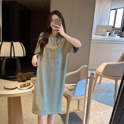 MOTIE末帖懒人裙睡裙女士夏纯棉薄款短袖家居服可外穿连衣裙睡衣图4