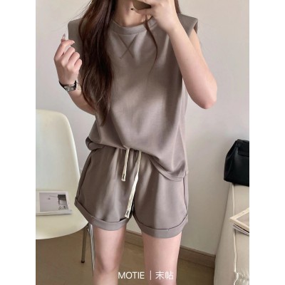 MOTIE末帖直角肩套装夏季简约风显瘦无袖马甲时尚休闲运动女装图4