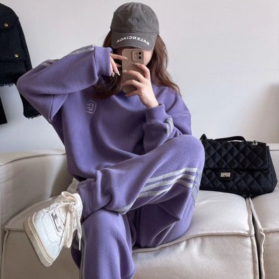MOTIE末帖绵羊绒卫衣套装秋冬加绒休闲家居可外穿运动加绒两件套图5