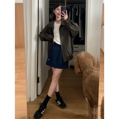 楠涛美式辣妹正肩短袖女2024春夏软糯修身纯色简约螺纹弹力上衣图2