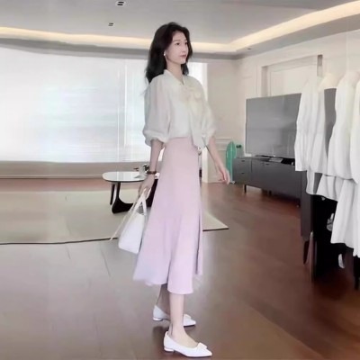 多巴胺早春韩系穿搭职场轻熟风套装茶系一整套初春连衣裙子女图4