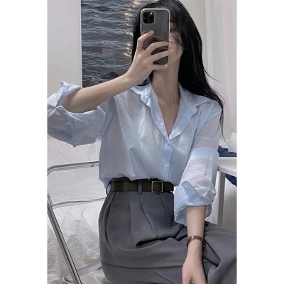 新款茶系搭配一整套高级感盐系轻熟韩剧衬衫穿搭两件套装图2