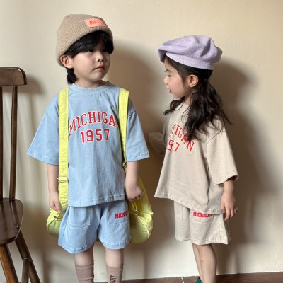 儿童夏季运动套装男童纯棉宽松衣服宝宝2024新款女童休闲短袖夏装图2