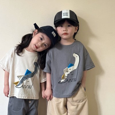 儿童短袖t恤女童纯棉夏季洋气2024新款宽松男童夏装宝宝半袖上衣图5