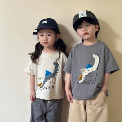 儿童短袖t恤女童纯棉夏季洋气2024新款宽松男童夏装宝宝半袖上衣图2