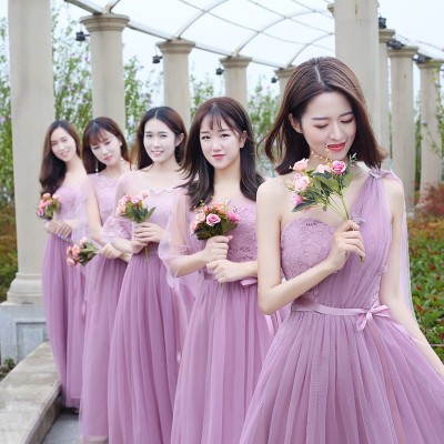 伴娘服长款2024春夏新款灰色伴娘团姐妹裙伴娘礼服连衣裙晚礼服女图5