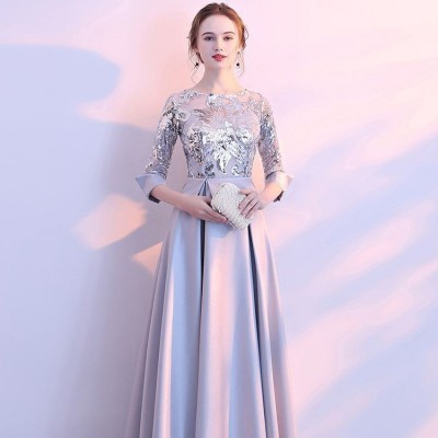 宴会礼服女2024春季新款独唱播音主持人表演晚礼服年会长款连衣裙图5