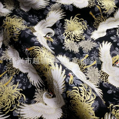 新款和风仙鹤棉布烫金布 日式和服浴袍包袱皮量大请咨询客服价格图3