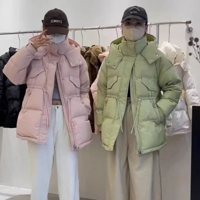 平湖羽绒服中长款2023冬季新款韩版加厚连帽收腰白鸭绒小个子外套图5