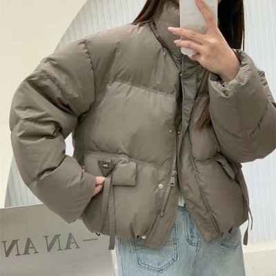 平湖2023冬季新款立领羽绒服短款鹅绒面包服女小个子外套加厚保暖图3