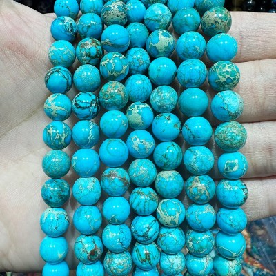 跨境新品天然石头帝皇石头直孔diy散珠七彩色圆珠串珠饰品帝王石图3