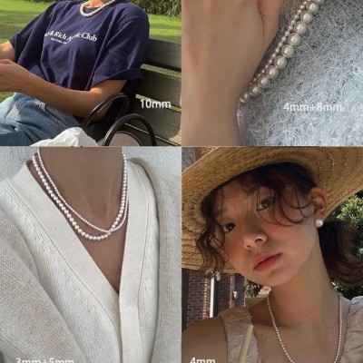 ins博主韩代fever同款高级感女夏复古shi家正圆珍珠贝项链锁骨链图2