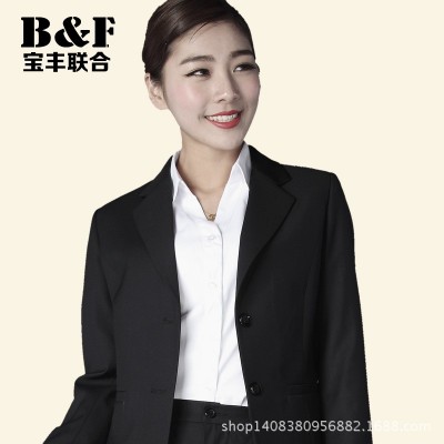 商务OL职业装女装套装女士西装春秋季职业正装藏青色黑色经典二扣图2