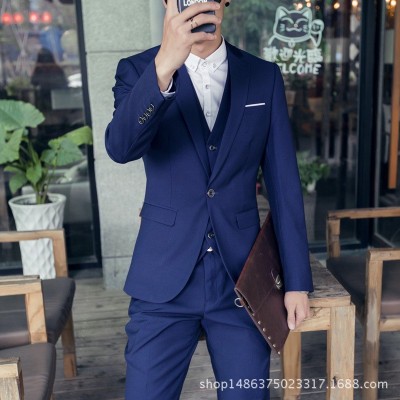 秋冬英伦男式小西服套装西装韩风潮流青少年三件套休闲韩版修身潮图3
