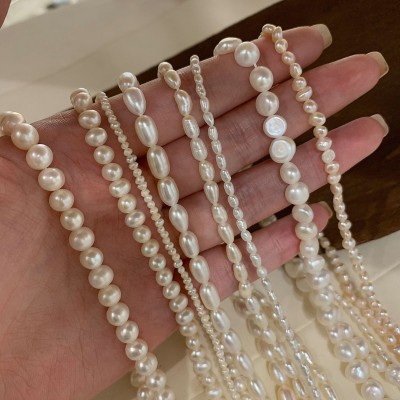 天然淡水珍珠项链女时尚巴浩克锁骨链小众设计14K包金颈链毛衣链图5