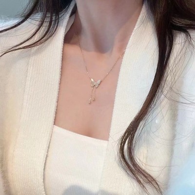 韩国东大门轻奢精致蝴蝶吊坠项链女小众设计高级感气质百搭锁骨链图3