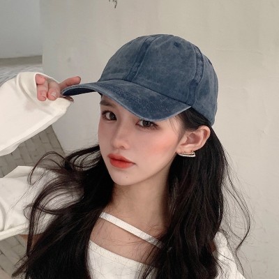 棒球帽女春夏季新款韩版大头围百搭显脸小做旧水洗牛仔鸭舌帽子潮图2