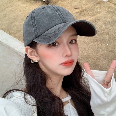 棒球帽女春夏季新款韩版大头围百搭显脸小做旧水洗牛仔鸭舌帽子潮图5