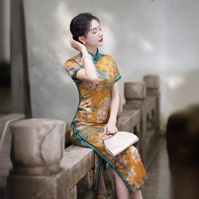 夏新款中国风修身复古时尚优雅大方长款短袖旗袍230330001图4
