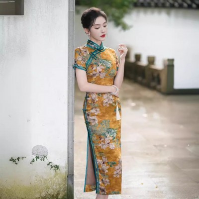夏新款中国风修身复古时尚优雅大方长款短袖旗袍230330001图3