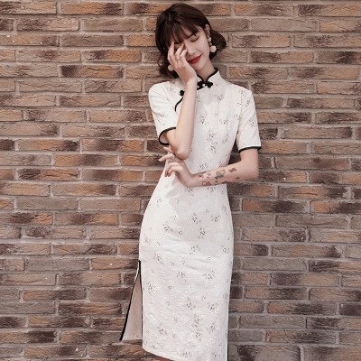 新款棉麻旗袍女小清新改良中国风连衣裙修身显瘦中长单层旗袍图4